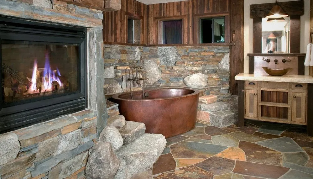 Ванна комната в деревенском стиле на фото