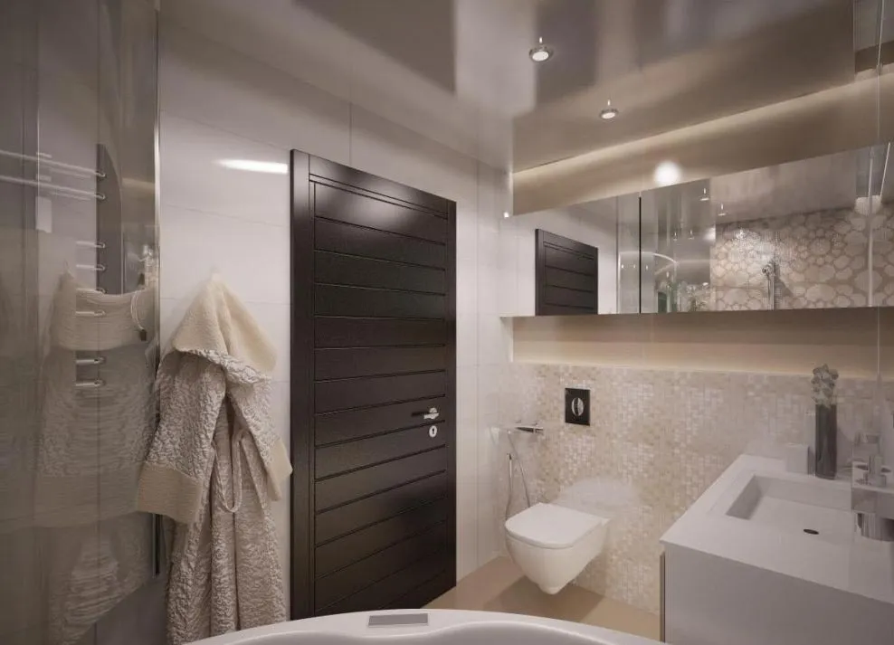 маленькая ванная комната в пастельных тонах 