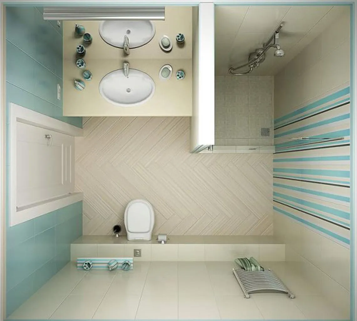 дизайн плитки в маленькой ванной 7